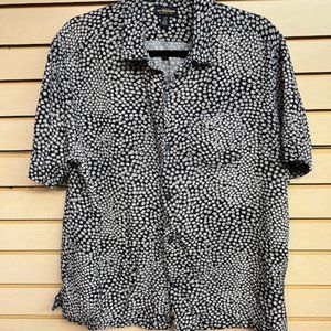 Black Floral Short Sleeve Button Up